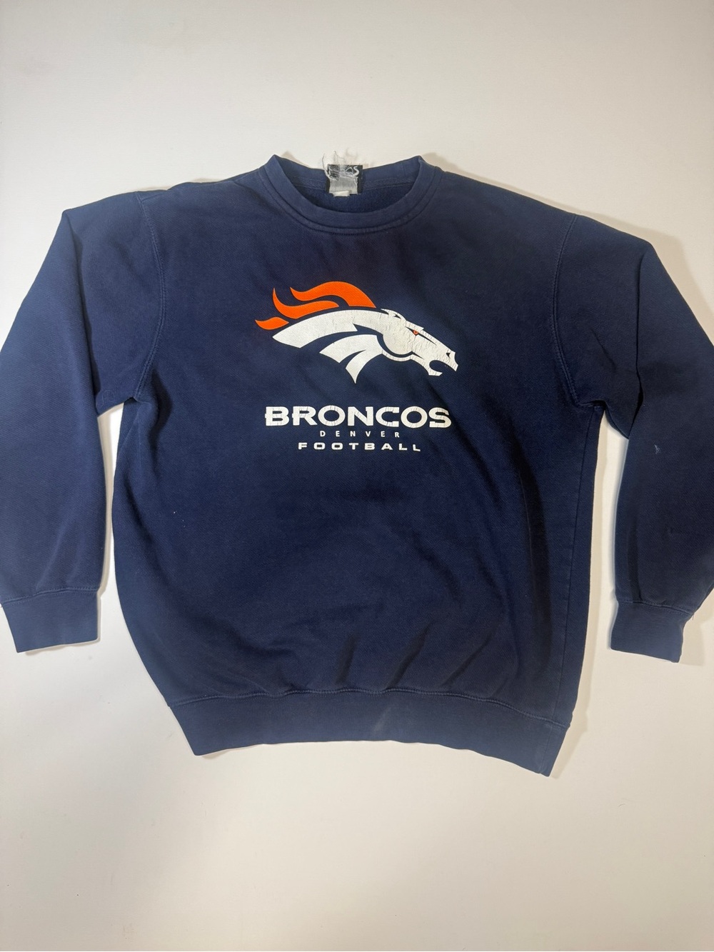 Denver Broncos Navy Crewneck Sweatshirt - Broncos Football Logo